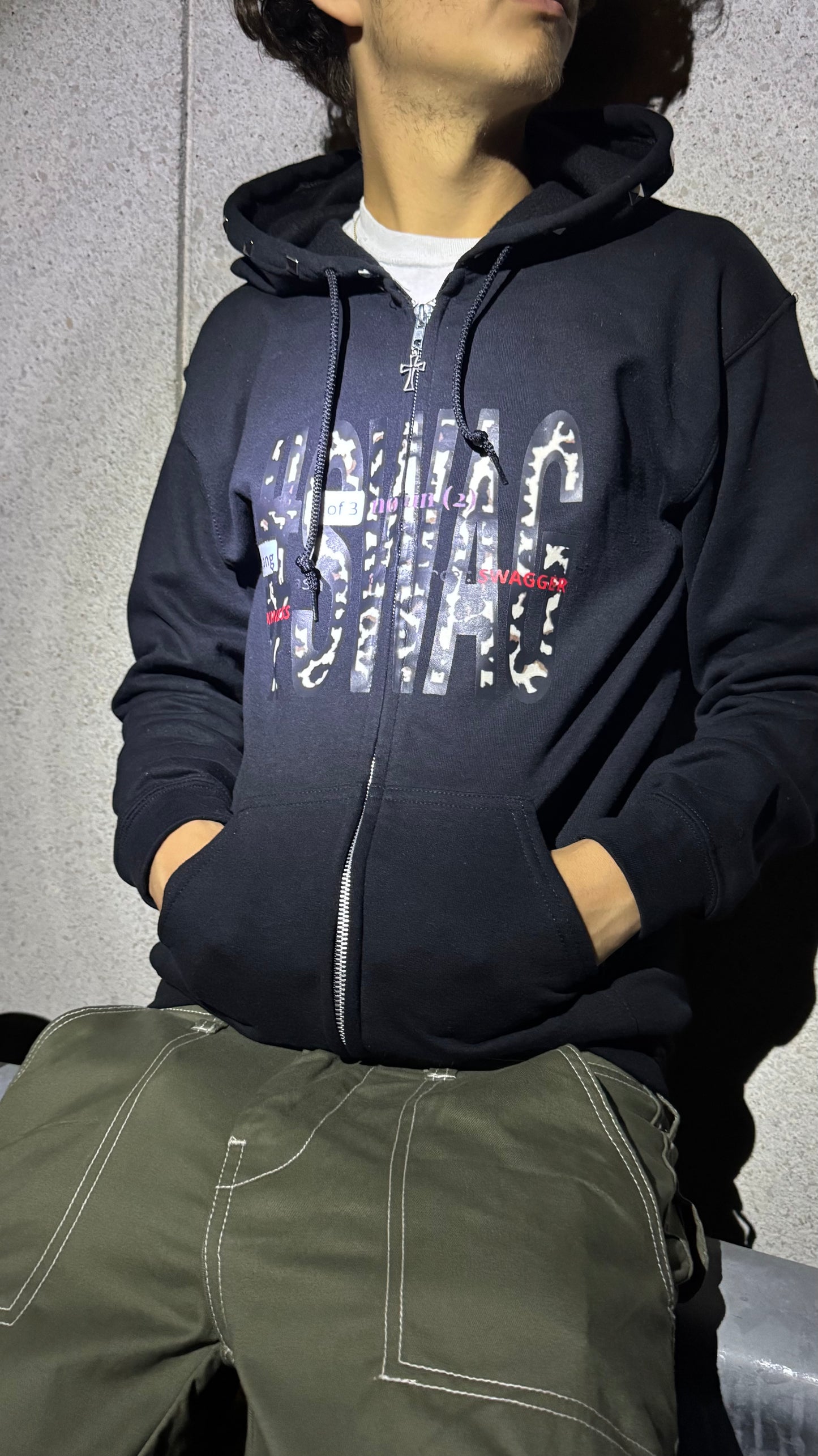 (Black) Leopard Print #SWAG Zip Up